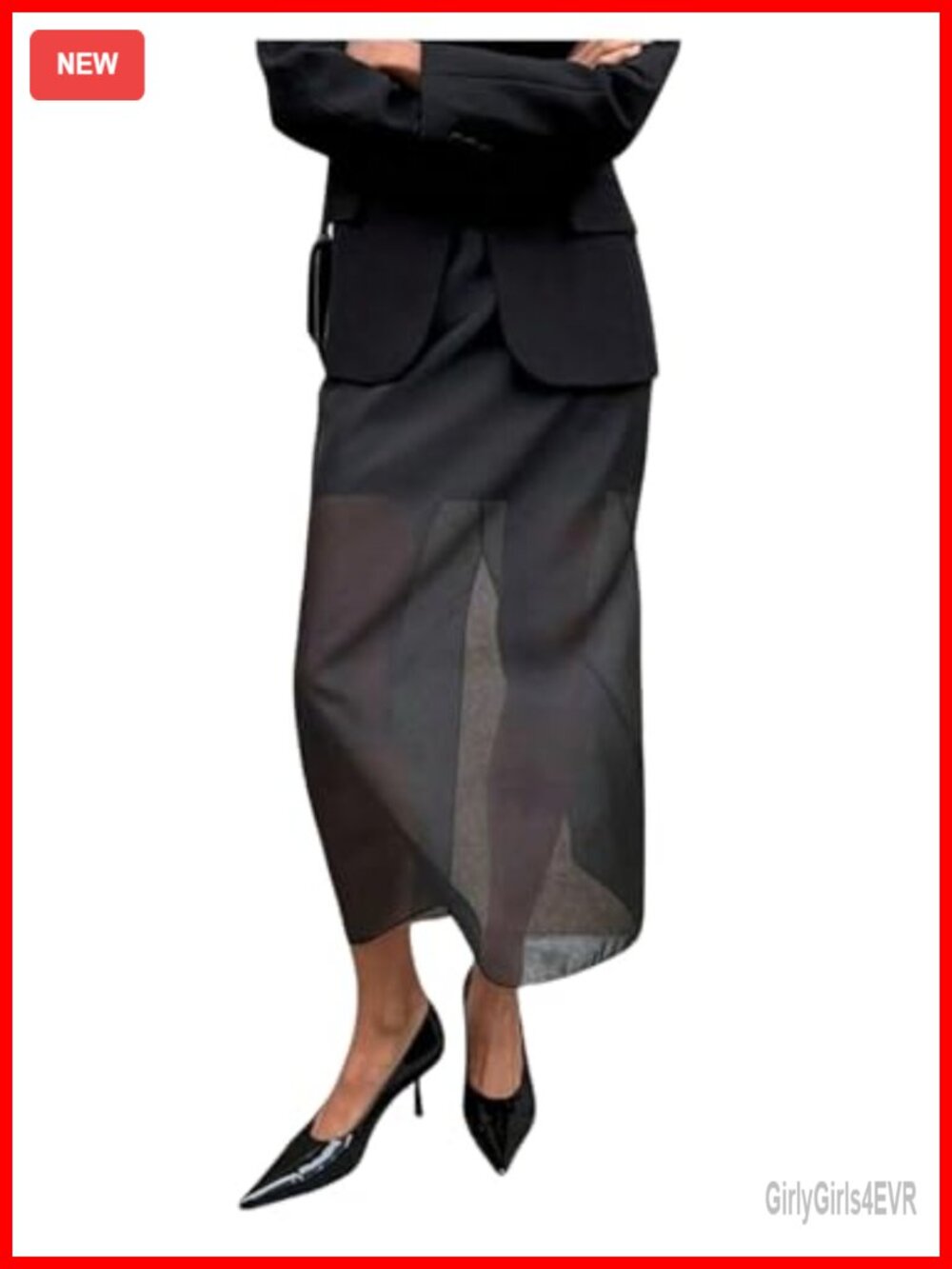 Sheer Mesh Maxi Skirt High Waist Tiered A-Line Business Casual